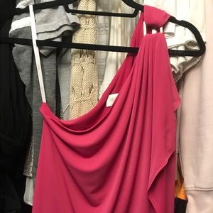 One shoulder pink top. EUC
